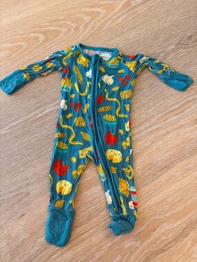 Little Sleepies Pasta Party Bamboo Zippy – Newborn – Food Print Onesie Pajamas